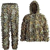 Ghillie Suit, Kids Adult 3D Leafy Camouflage Clothing, Camo Suit for Turkey Hunting, Hunting Suit for Outdoor Game， Halloween