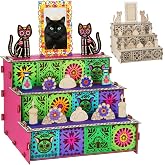 Thyle Cat Dia De Los Muertos Altar Ofrenda, Wooden Day of The Dead Decor | Dia De Los Muertos Shadow Box, Mexican Cat Altar, Picture Frame, Memorial Shrine, for Pet Supplies