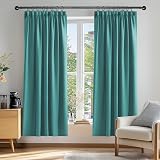 Deconovo Thermal Insulated Blackout Curtains Turquoise 66x84 Two Panels