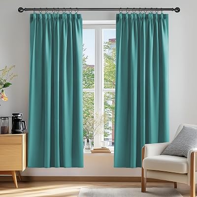 Deconovo Thermal Insulated Blackout Curtains Turquoise 66x84 Two Panels