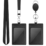 2 Pack Badge Holders, Vertical PU Leather ID Badge