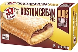 JJ's Bakery Boston Cream Snack Pies, Individual Dessert, Fresh-Baked, Perfect for Snacks, Nut-Free, Kosher Parve, 4 Oz Each (Pack of 6)