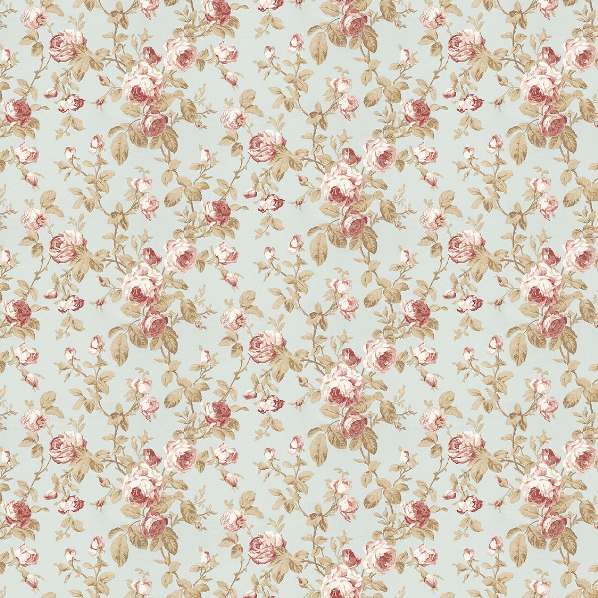 MyTinyWorld Pack of 5 Dolls House Pale Red On Duck Egg Blue Trailing Rose Wallpaper Sheets