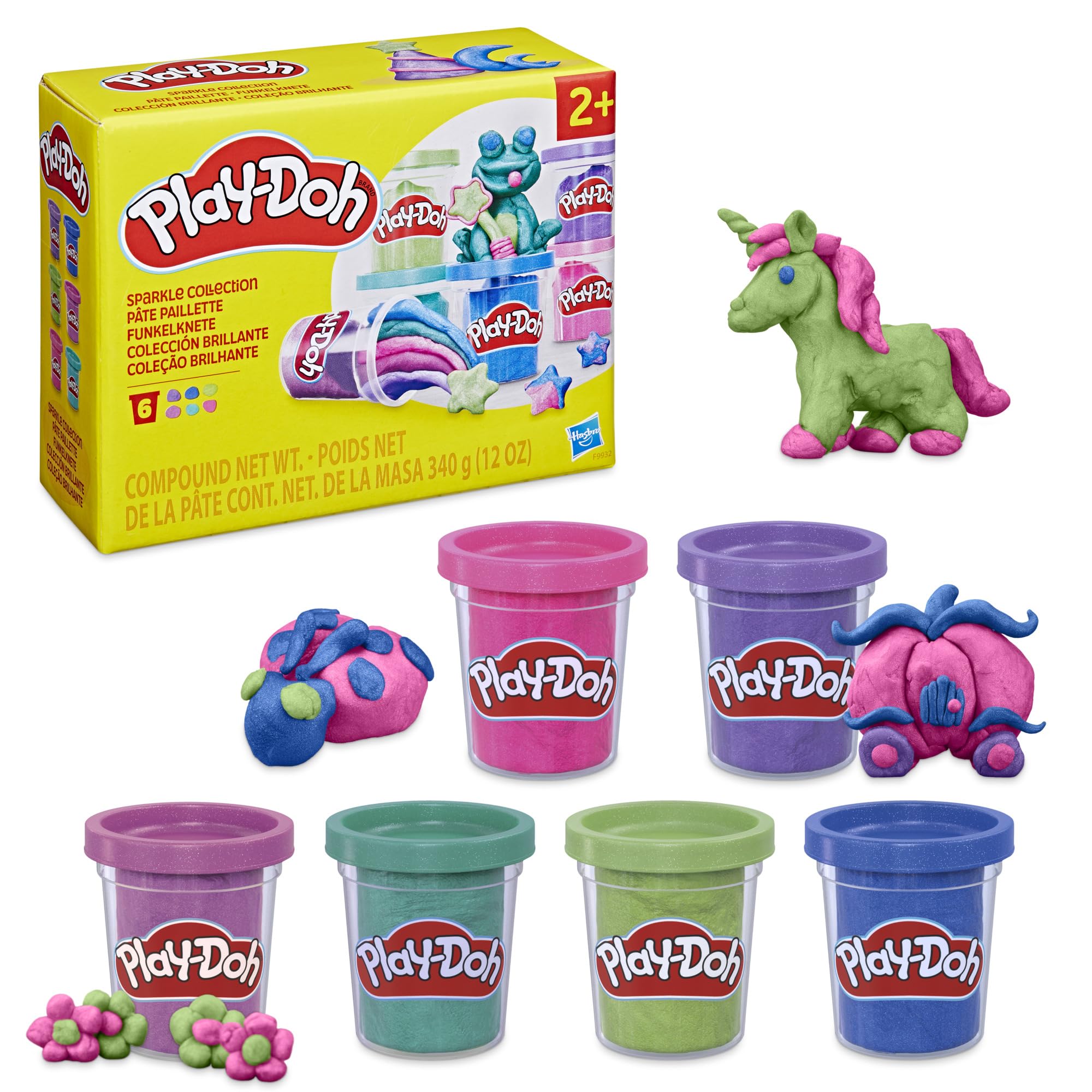 Play-Doh Sparkle Collection 6-Pack for Toddlers, Non-Toxic Modelling Compound Set with 6 Colours, Creative Toys for 2+ Year Old Kids