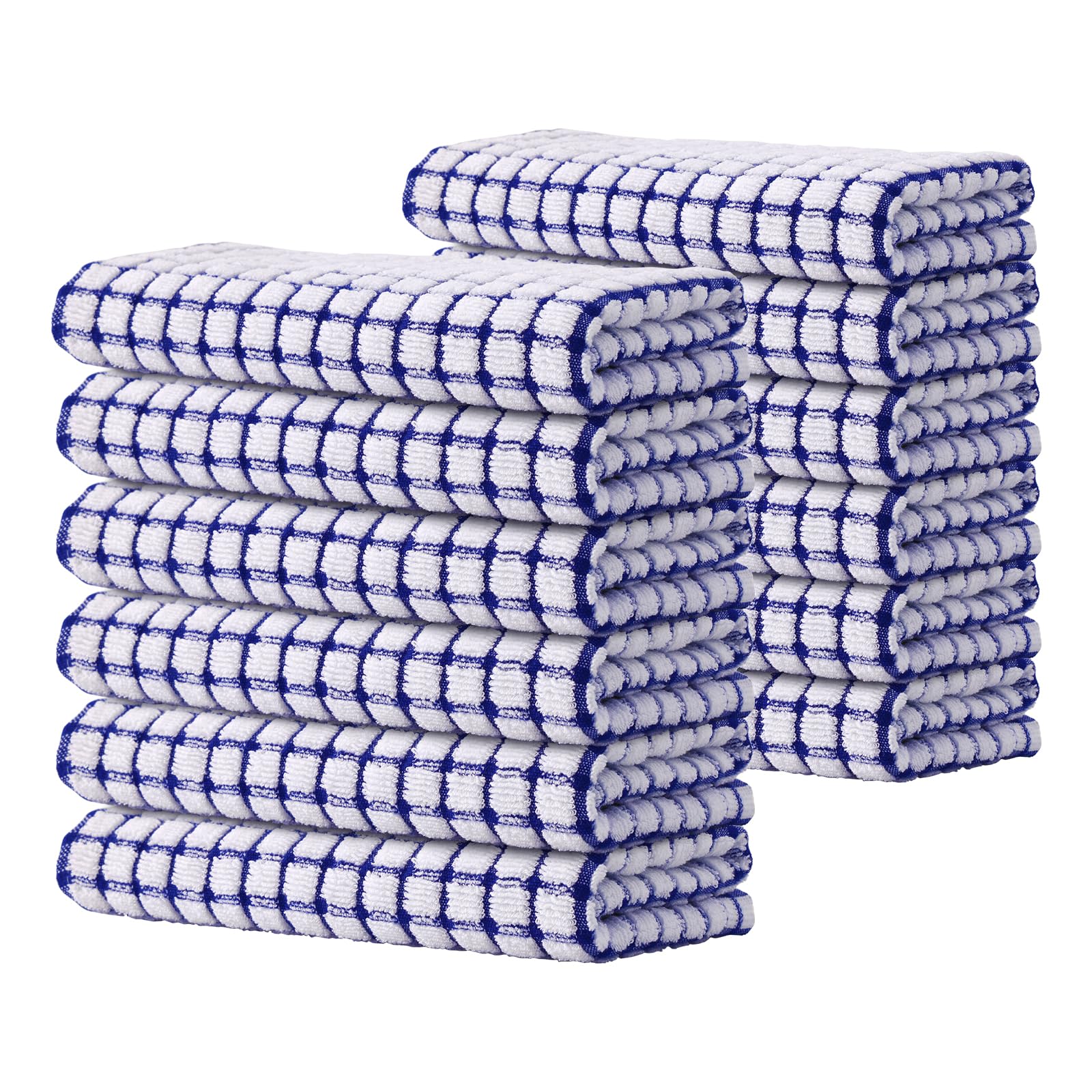 Kitinjoy Cotton 12 Pack Terry Kitchen Towels, 16 x 25 Inches Super Soft and Absorbent Dish Towels, Quick Drying Hand Towels for Kitchen Drying, Blue Image