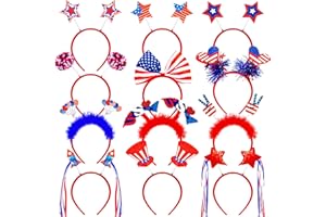 Blowata 12PCS 4th of July Headband, USA Headbands, Patriotic Headbands Head Boppers for Independence Day Parade Celebration