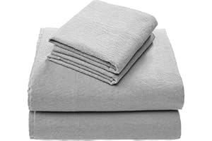 Comfort Spaces Cotton Flannel Sheets Queen Size, Ultra Soft Flannel Sheet Set with 14" Elastic Pocket Fits up to 16" Mattress, Breathable Warm Flannel Bedding, Grey Solid 4 Piece