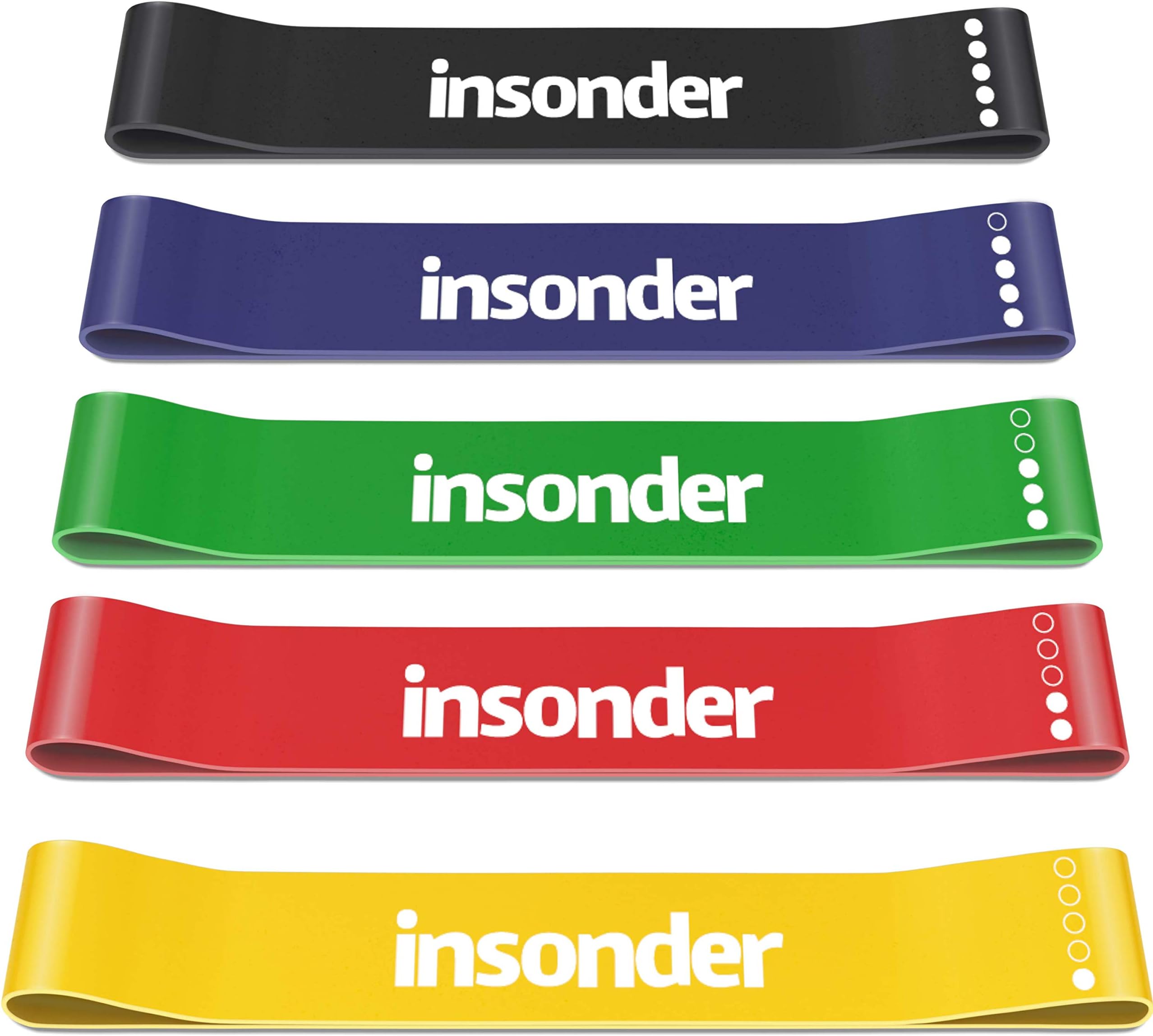 InsonderResistance Band Set of 5 - Resistance Bands for Working Out - Exercise Bands Resistance - Workout Bands & Elastic Band - Stretch Bands for Exercise - Fitness Bands, Booty Bands Leg Exercise