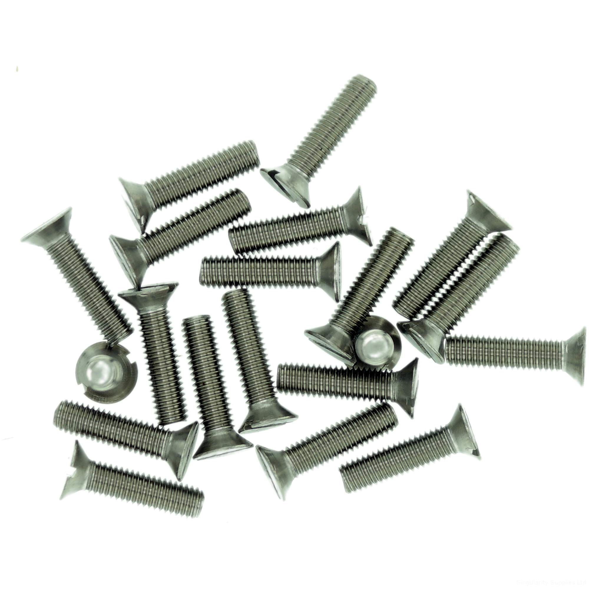 M1.2 (1.2mm x 2mm) Slot Countersunk Machine Screw (Bolt) - Stainless Steel (A2) (Pack of 20)