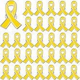 SANNIX 60Pcs Yellow Ribbon Pins, Awareness Lapel Pins Bone Cancer Awareness Brooches Yellow Hope Ribbon Pin Badge for Cancer Support Campaign Charity Event