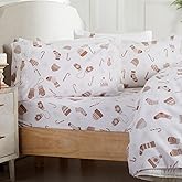 Market & Place 100% Cotton King Flannel Sheet Set | 4 Piece Deep Pocket Novelty Cozy Winter Bed Sheets | Double Brushed for Extra Softness & Comfort | Alpine Collection (King, Winter Mittens)