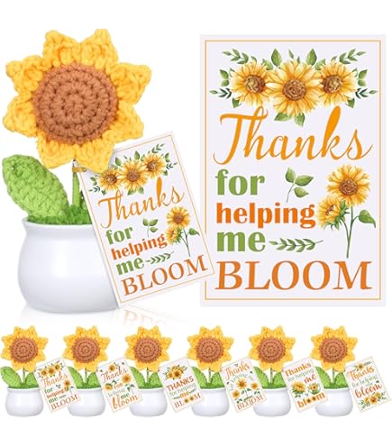 Teacher Gifts, Thank You For Helping Me Grow, Knitted Sunflower - View #4