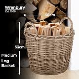 Wrenbury Extra Large Wicker Log Basket 51cm Fireside Indoor Round view 5