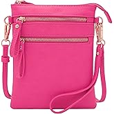 Solene Small Crossbody Bag for Women, Multi Zip Pockets with Detachable Wristlet, Lightweight Travel Purse, Cell Phone Pouch