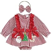 Ayalinggo Baby Girl Christmas Outfit Newborn Girl Xmas Santa Romper Dress Bowknot Onesie Cute Fall Winter Baby Clothes