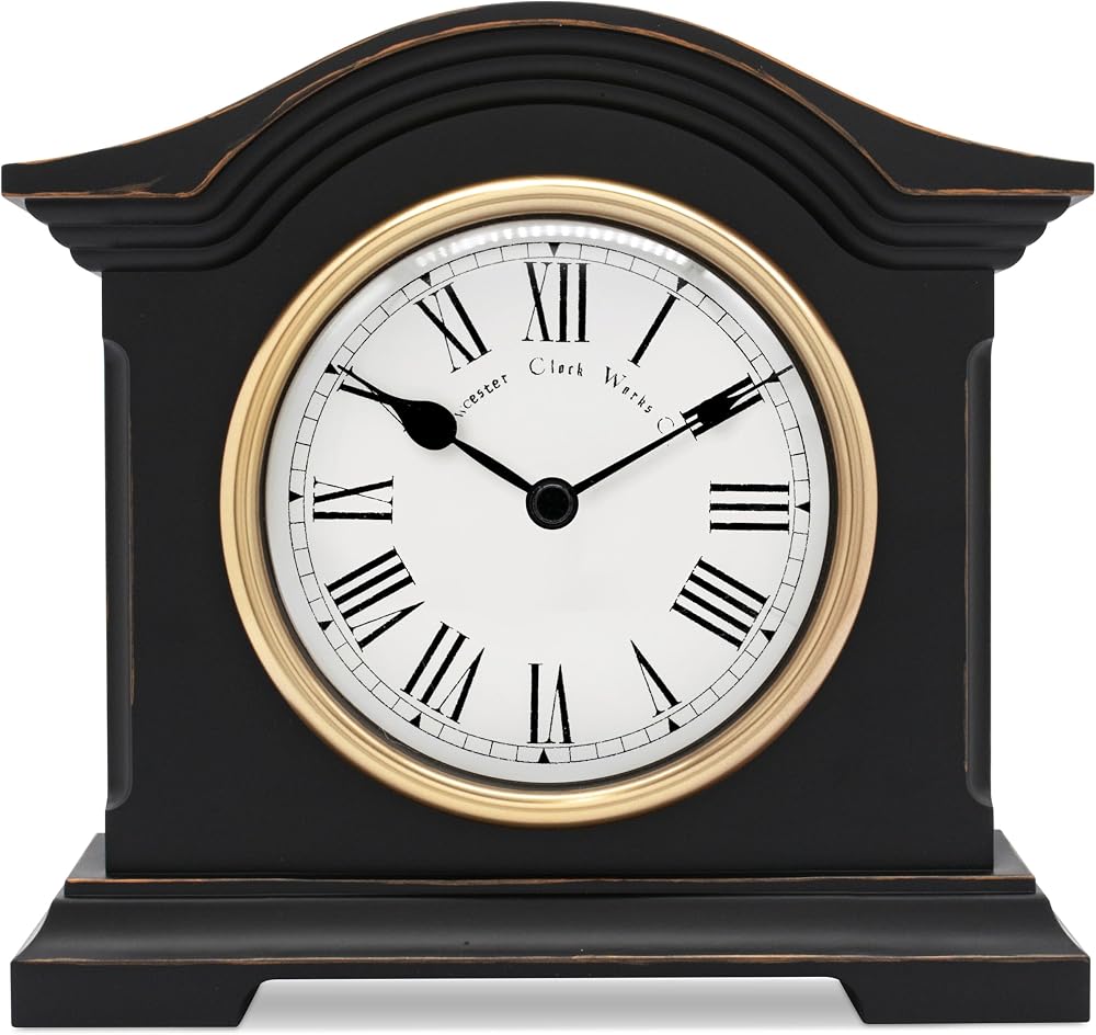 Acctim Falkenburg Mantel Clock Black Roman Dial Quartz Battery