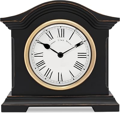 Acctim Falkenburg Mantel Clock Black Roman Dial Quartz Battery