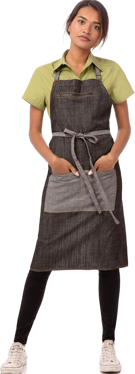 Chef Works Unisex Manhattan Bib Apron, Black, One Size: Clothing