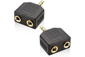 2pcs 3.5mm Headphone Y Splitter 1 Male to 2 Female Audio Jacks for Media Players and Audio Devices Allows Two People to Liste