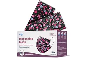 WECARE Disposable Face Mask Individually Wrapped - 50 Pack, Colored Face Masks
