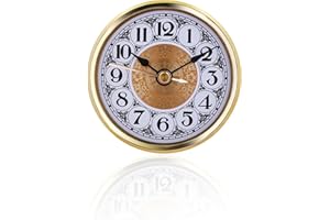 WINTAIM Clock Insert 70mm (2.8 Inch), Arabic Numerals Clock Decor, Quartz Clock Replacement, Clock Faces for Crafts, Fit Hole of Diameter 62mm(2.4 inch) - Gold