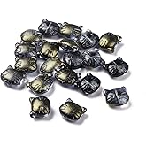 KISSITTY 200pcs Cat Glass Beads for Jewelry Making, Midnight Blue Color Cat Head Shape Center Drilled Glass Crystal Spacer Bead Charms for DIY Bracelets Necklaces Earrings Crafts Making with Hole 1mm