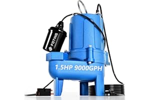 FOTING Sump Pump Submersible Sewage/Effluent Pump - Heavy Duty Cast Iron - 115V Septic Pump for Sump Basin/Residential/Sewage/Basement,1.5HP 9000GPH 2"NPT Discharge