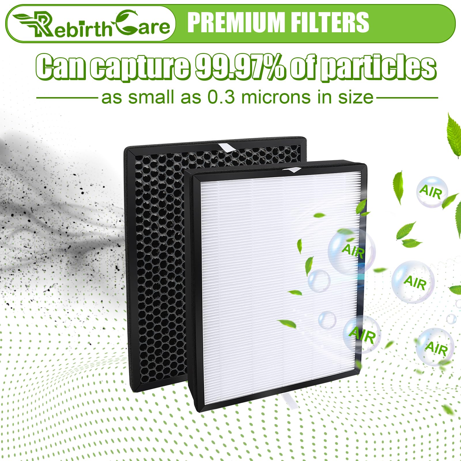 2 Pack HEPA Filter FY2422/30 and 2 Pack Filter FY2420/30 Alternative Replacement for Philips AC2889,AC2887,AC2882,AC3829 Air Purifier Filters