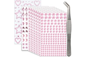 NIACONN 1760 Pcs Pink Hair Jewels Face Gems Stick on, Self Adhesive Glitter Rhinestones Stickers for Women Body Eyes Nails Festival Halloween Makeup & Crafts