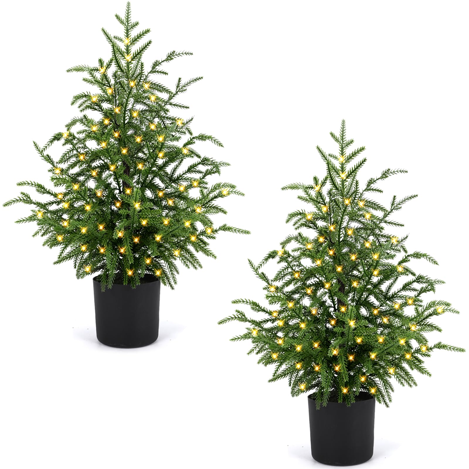 Photo 1 of *USED*
ENVEN 2FT Artificial Norfolk Pine Christmas Tree – Tabletop Faux Tree Unlit/Prelit with 50 LED Lights & 8-Function Battery Box, Pre-Assembled Holiday Decor for Home or Office (Prelit-2FT)
