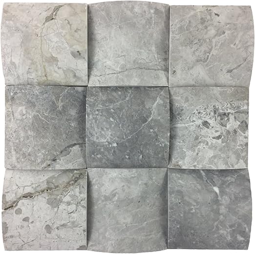 Naturstein Mosaik Mosaikfliese Aus Marmor Als Wandstein Steinwand Verblendstein Wandverkleidung Fur Bad Kuche Diele Oder Wohnzimmer Aus Naturstein I 9 Lose Mosaiksteine Elegance Tundra Mit Je 9 5cm X 9 5cm X 1 5cm Silber Grau Amazon De Baumarkt