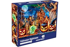 Sutinban Halloween Puzzle 1000 Pieces for Adults, Horror Skull Pumpkin Head Halloween Haunted House Jigsaw Puzzles 1000 Pieces Family Game, Holiday Party Gifts Puzzles for Teenages & Kids & Adults