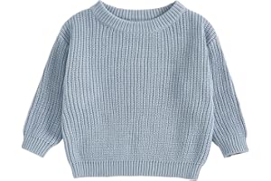 fhutpw Baby Boy Girl Pullover Sweater 3 6 12 18 Months Knit Clothes Unisex Toddler 2T 3T 4T Fall Winter Warm Long Sleeve Tops