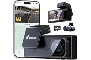 Pelsee P2 Trio 3 Channel 4K WiFi Dash Cam, 4K+1080P+1080P Front and Rear Inside Triple Car Camera, Free 64GB Card, 5G Wi-Fi Dual DashCam, IR Night Vision, Voice Control, GPS, 24H Parking Mode