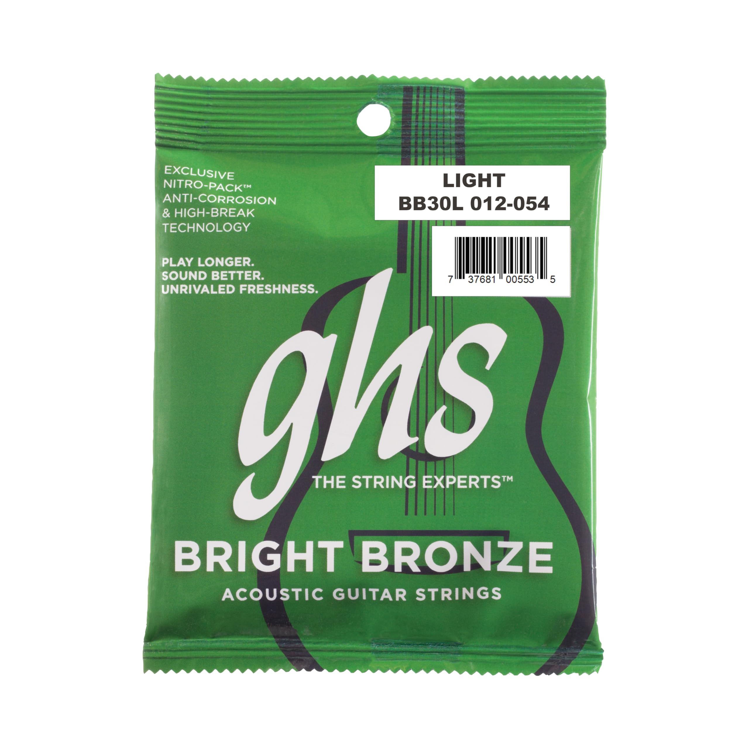 GHS BB30L 12 - 54 Light Bright Bronze Acoustic Guitar String Set
