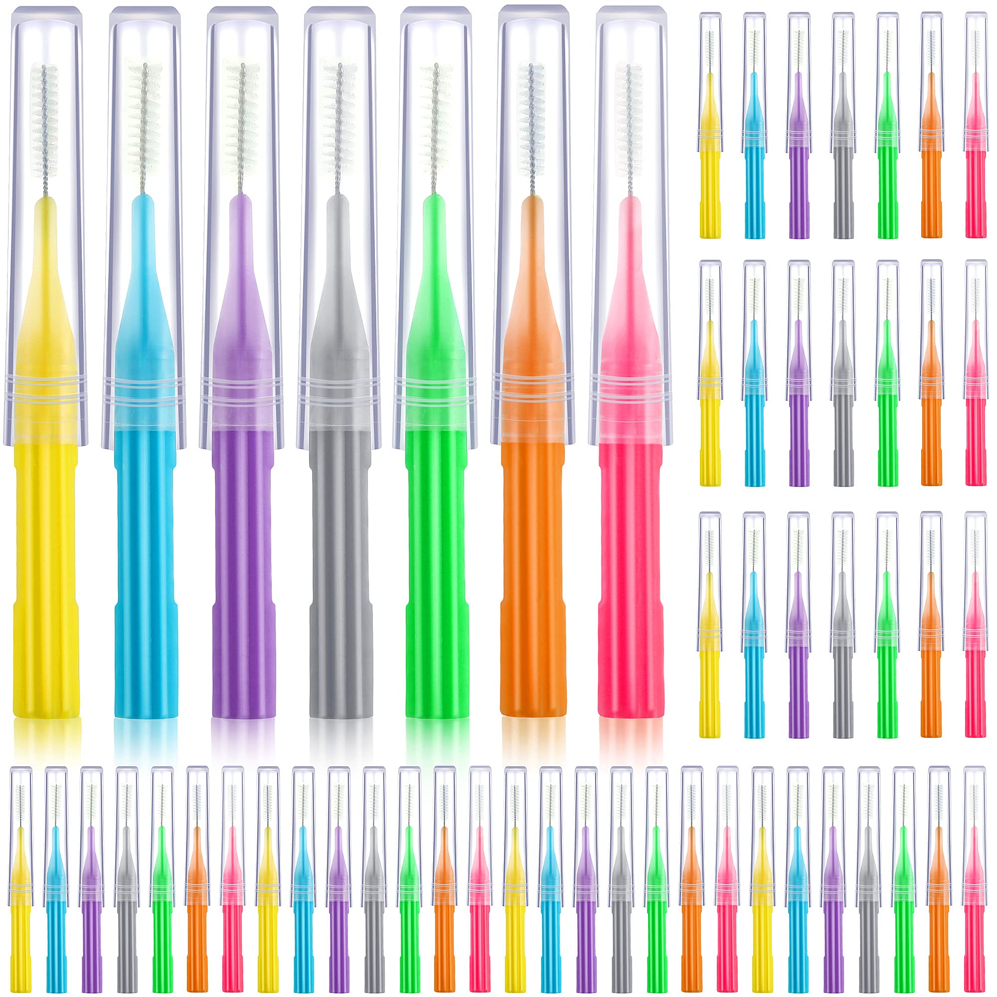 Patelai 50 Pieces Braces Brush for Cleaner Interdental Brush Between Teeth Toothpick Flosses Dental Flossing Head Oral Hygiene Tooth Cleaning Tool (Assorted Color)