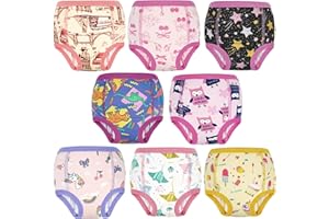 MooMoo Baby Absorbent Potty Training Pants 8 Packs Cotton Training Underwear for Girls 2T