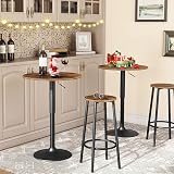 HOOBRO Bar Stools Set of 2 Rustic Brown, 30x30x64 cm, Metal Frame, Footrest view 2