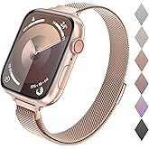 CTYBB for Apple Watch Band Series Ultra SE 8 7 6 5 4 3 2 1 38mm 40mm 41mm 42mm 44mm 45mm 49mm, Stainless Steel Slim & Thin Mesh Magnetic Clasp Strap Women and Girl Replacement Band for iWatch