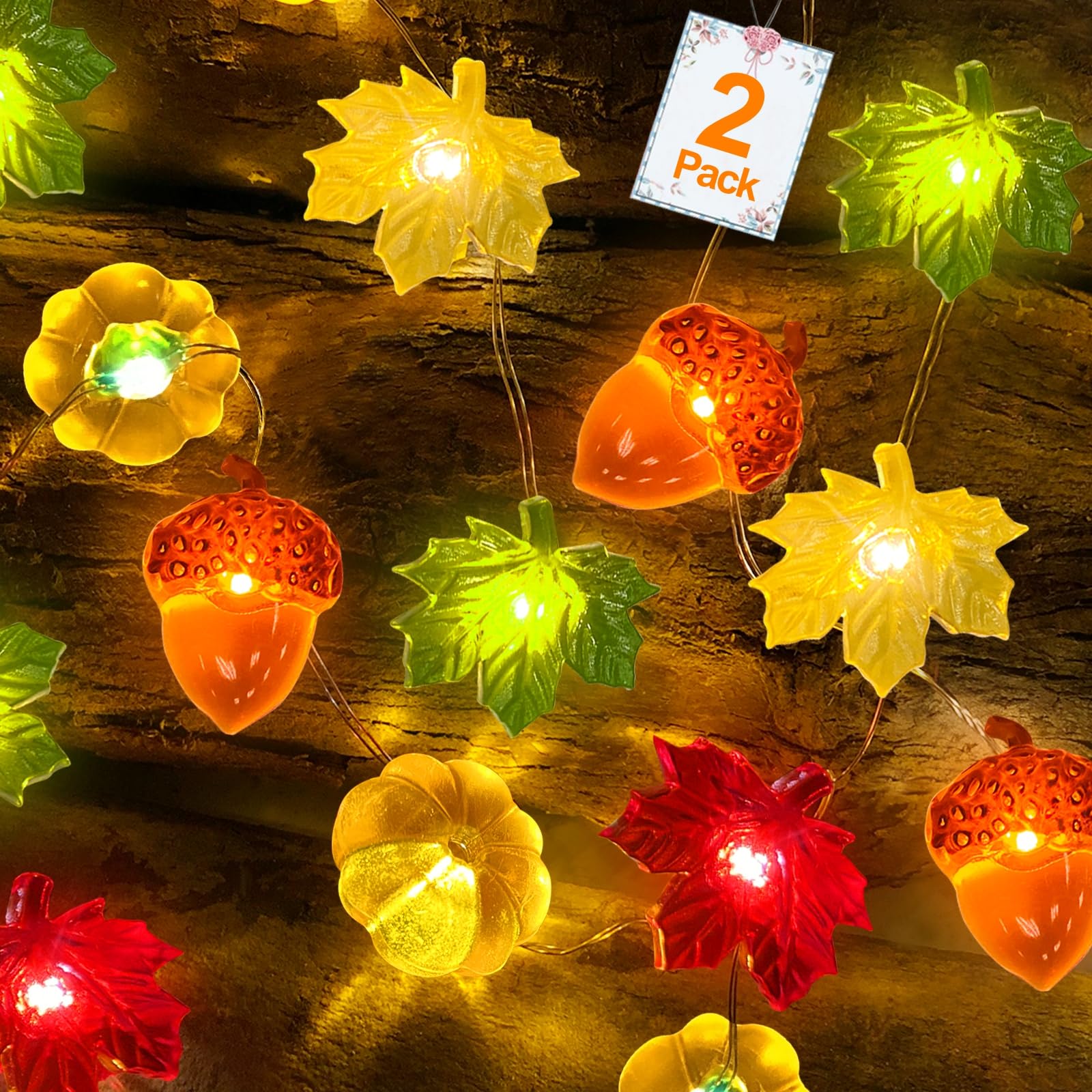 TURNMEON Fall Decor 2 Pack 3D Fall Thanksgiving Pumpkin Lights Total ...