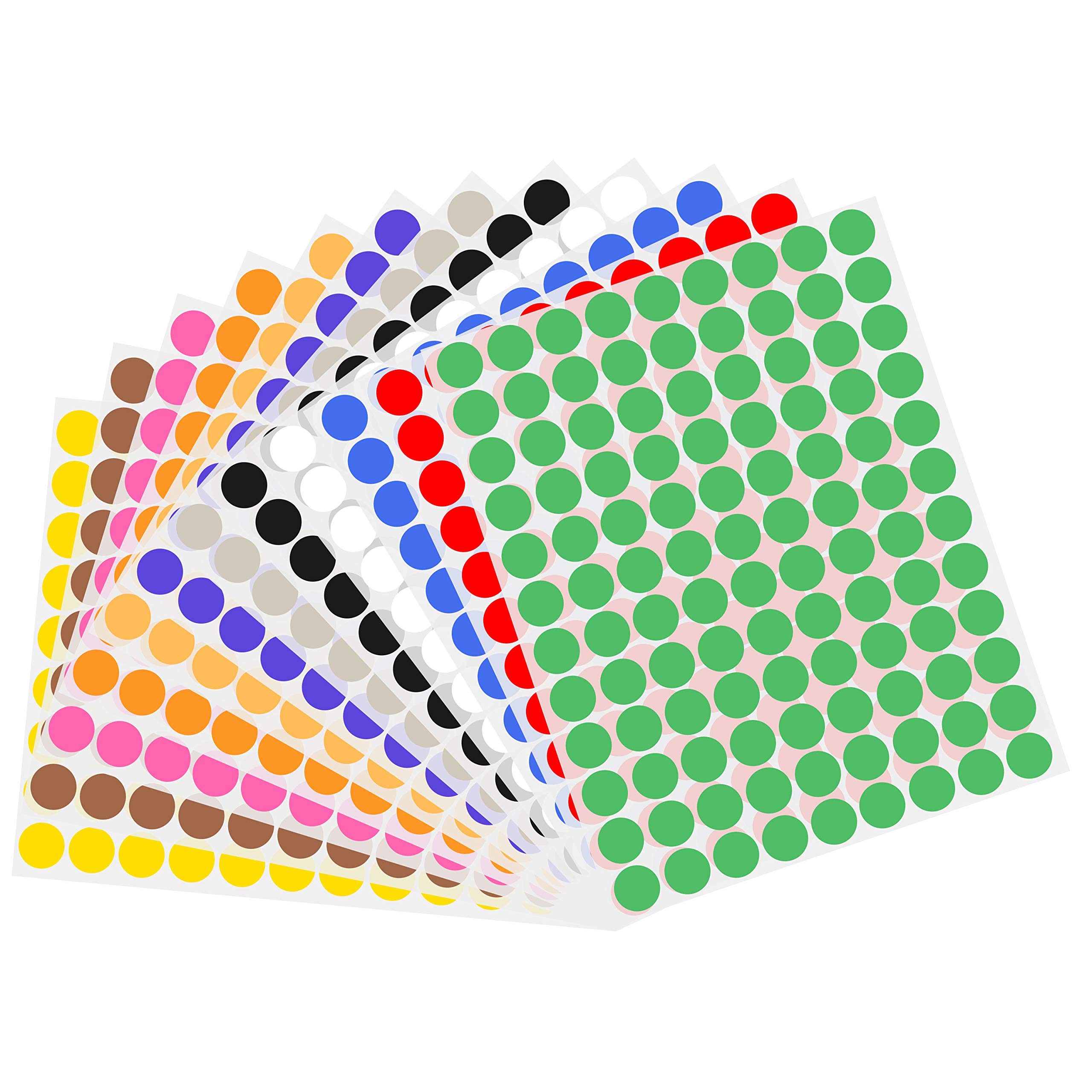 Wisdompro 1296 Pcs Coloured Dot Stickers, 20mm Round Colour Coding Labels Self Adhesive Circle Stickers for Office, Classroom - 12 Assorted Colours