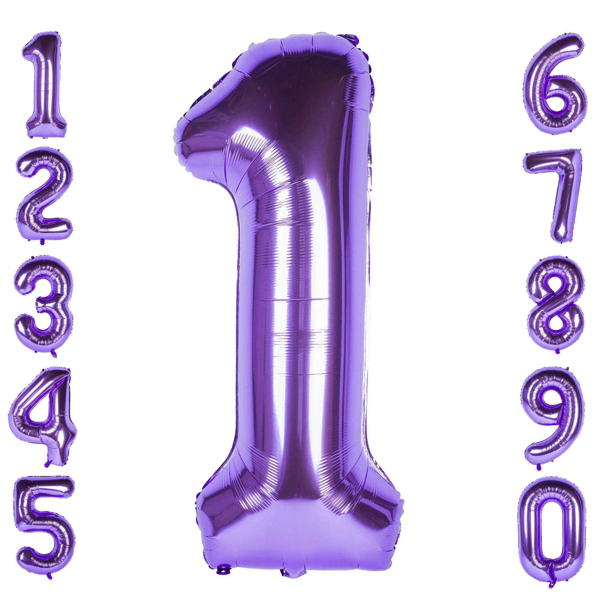 Purple 1 Balloons 40 Inch Purple Large Numbers 0 to 9 Birthday Wedding Anniversary Party Festival Decorations Giant Helium Foil Mylar Big Number Balloons Digital (Number Balloon 1)