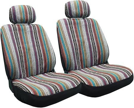 Amazon Com 4 Pc Universal Baja Inca Saddle Mexican Blanket Front Seat Covers Pair Low Back Automotive