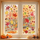 Fall Window Clings 9 Sheets Thanksgiving Static Stickers for Glass Decor | Double-Sided Autumn Window Decals, Harvest Season Clings, Maple Leaves Pumpkins Decorations for Holiday Home Office Classroom