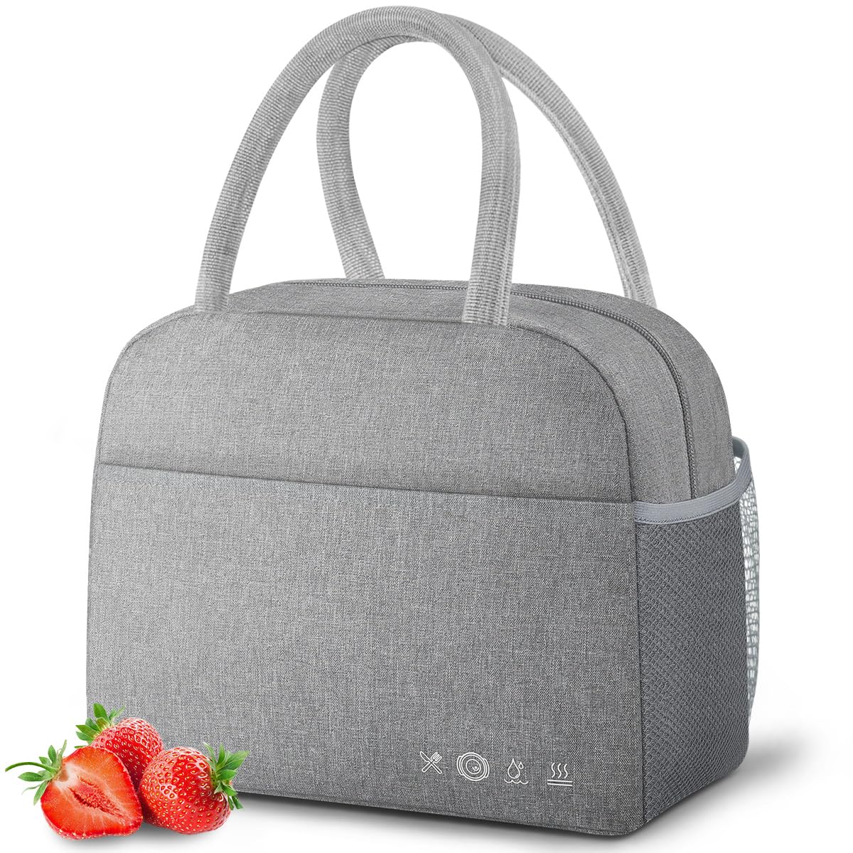 Photo 1 of DALINDA Lunch Bag Lunch Box for Women Men Reusable Insulated Cooler Lunch Tote Bags, Leakproof Cute LunchBag Large Capacity for Work Travel Picnic,Grey