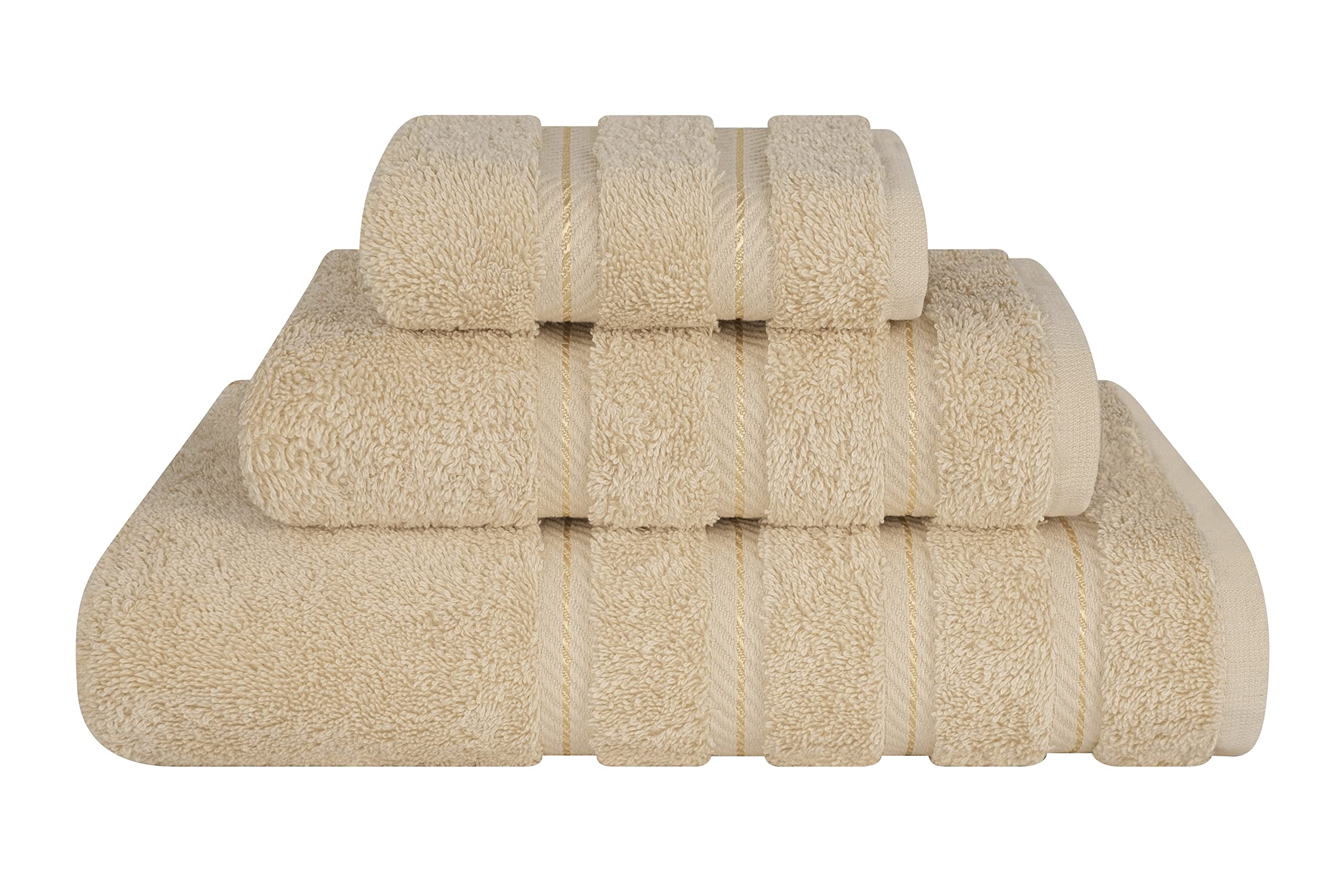 Photo 1 of American Soft Linen Premium 3 Piece Towel Set, 1 Bath Towel 1 Hand Towel 1 Washcloth, 600 GSM 100% Cotton Turkish Towels for Bathroom, Beige Towel Set