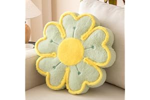 Znhinery Flower Shaped Decorative Throw Pillow Cushion for Bed Couch, Cute Flower Plush Throw Pillows Home Decor Floor Pillow Seating Cushions (Light Green, 13.7 Inches)