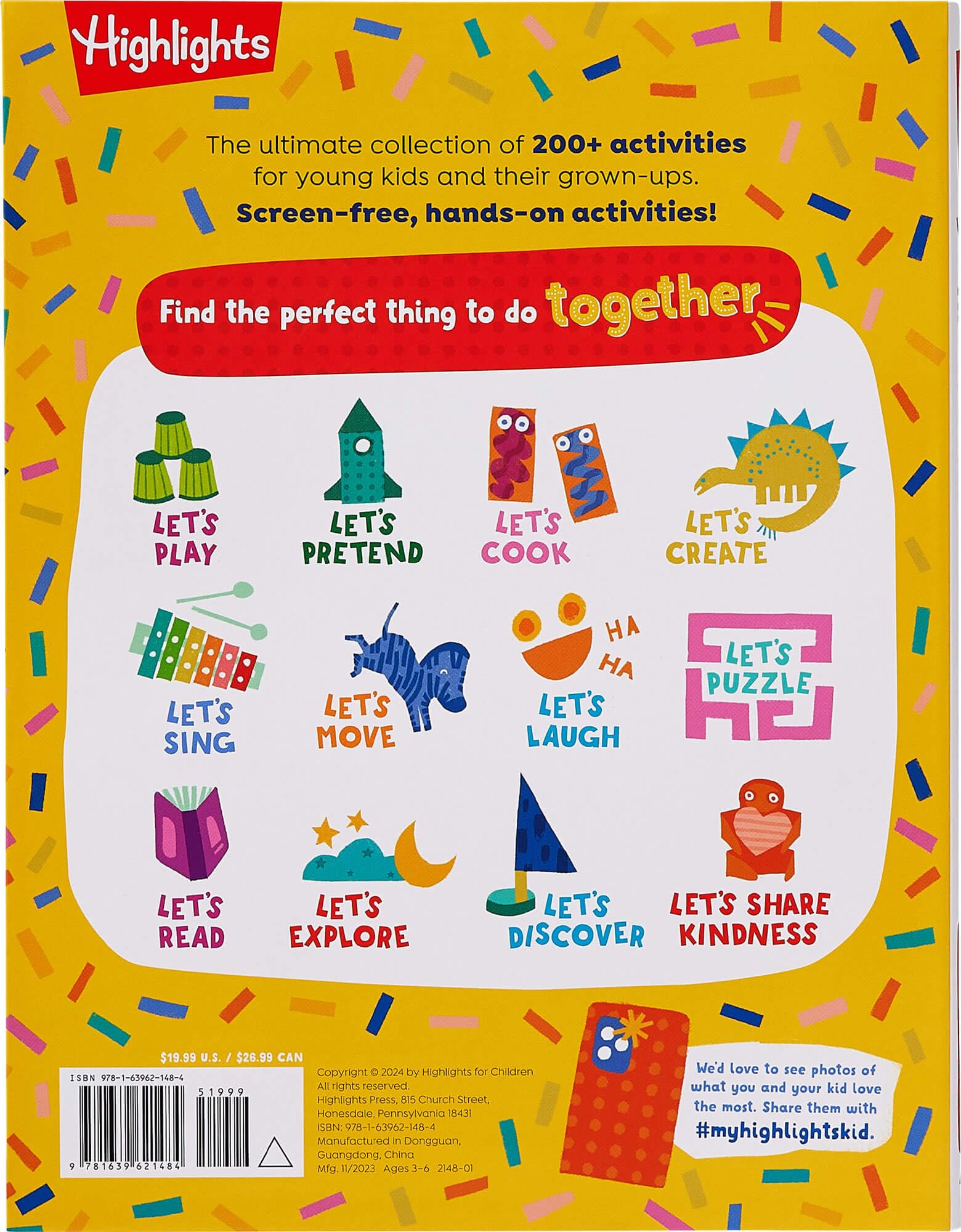 The Highlights Big Book of Activities for Little Kids: Over 200 Crafts, Stories, Recipes, Puzzles and More, Activities Book for Toddlers and Preschoolers (Highlights Books for Little Kids) The Highlights Big Book of Activities for Little Kids: Over 200 Crafts, Stories, Recipes, Puzzles and More, Activities Book for Toddlers and Preschoolers (Highlights Books for Little Kids) Paperback Spiral-bound