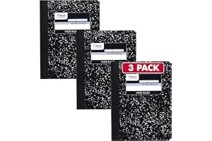 Mead Composition Notebook, Wide Ruled Paper, 7.5" x 9.75", 100 Sheets, Black Marble, 3 Pack (38301)