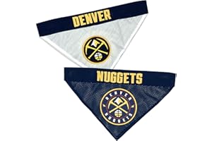 Pets First NBA Dog Bandana -Denver Nuggets Reversible Bandana. 2 Sided Home & Away Sports Bandana with a Premium Embroidery Team Logo, Small/Medium
